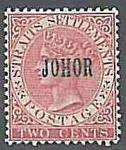 26837 - MALAYSIA Johore - STAMP - SG # 12 -  VLH Lightly Hinged WELL CENTERED