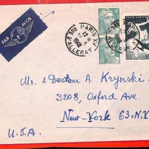 aa0827 - FRANCE - Postal History -  AIRMAIL COVER to the USA  1948