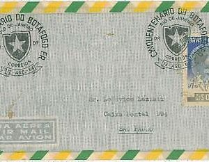 29132- BRAZIL  -  POSTAL HISTORY -  AIRMAIL COVER 1954 - FIREFIGHTING  FOOTBALL