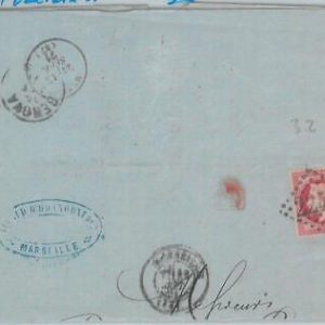 81949 - FRANCE - Postal History -  ERROR stamp on COVER cut-out  1871
