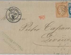 77464 - FRANCE - Postal History - COVER from MARSEILLE to Livorno ITALY 1872