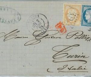 77463 - FRANCE - Postal History - COVER from Bordeaux  to Torino  ITALY 1873