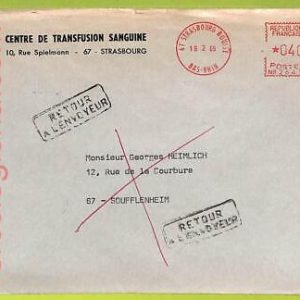 af9826 - FRANCE - POSTAL HISTORY - Cover - 1969, MEDICINE Blood Donors