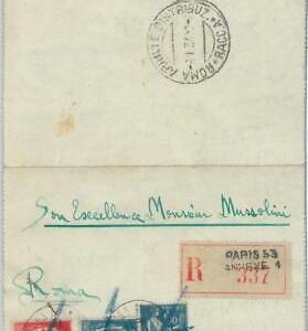 81939 - FRANCE - Postal History - WAR - Lettercard sent to MUSSOLINI! 1934