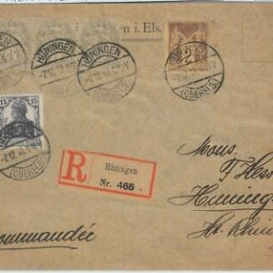 81924 - Postal History - WWI - Mixed franking FRANCE / GERMANY on cover 11.1918