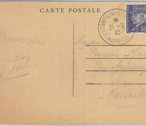 81960 - FRANCE - Postal History - WAR - POSTCARD with rare Postmarks! 1942