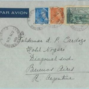 88874 - FRANCE - Postal History - AIRMAIL COVER to ARGENTINA 1939 - MYTHOLOGY