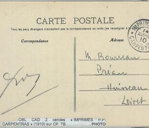 81955 - FRANCE - Postal History -  NICE postmark on POSTCARD: Carpentras 1910