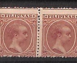 76598 - Spanish PHILLIPINES - Stamps - Yvert 134 Pair SHIFTERD PERFORATION  MNH