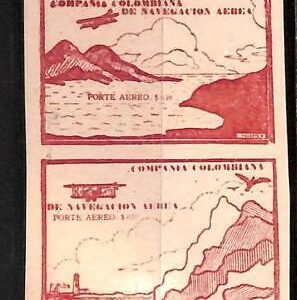 76620 - COLOMBIA - STAMPS - PAIR of IMPERF STAMPS Airmail PA 11a +13a AEROPLANES