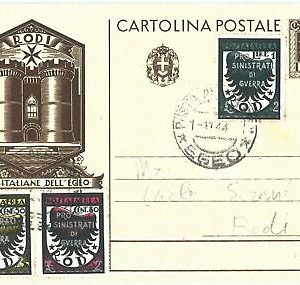 71422 - Italian colonies Aegean Rhodes - POSTAL ENTIRE FILagrano CI 3 canceled