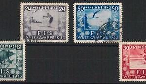 66194 - AUSTRIA - USED STAMP: YVERT # 426/29 - very finely used  SKYING SPORT