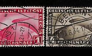 76422 - Germany REICH -  STAMP - Michel # 424/5  Airmail ZEPPELIN - USED