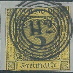 77883e - GERMANY Baden -  STAMP:  Michel  #  2b   - USED on small piece  - Nice