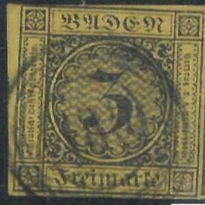 77884b - GERMANY Baden -  STAMP: Michel  #  2b - USED   - very Nice