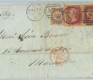 BK0259 - MALTA   - POSTAL HISTORY - Mixed Franking on COVER  to ITALY 1913