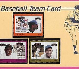 ag1624 - GRENADA - Postal History - FDC COVER + Stamps on card - 1988 BASEBALL