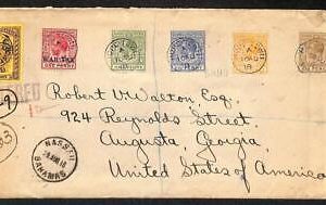 25239 - BAHAMAS - Postal History - REGISTERED COVER to the USA -  CENSORED! 1918