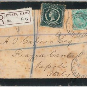 51780 - AUSTRALIA New South Wales - Postal History MOURNING cover to ITALY 1912