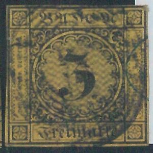 77888b - GERMANY Baden -  STAMP:  Michel  #  2a   - USED  - Very fine!