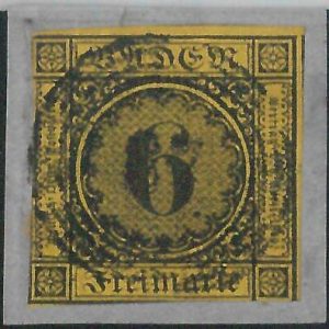 77910c - GERMANY Baden -  STAMP:  Michel  #  7  - USED on small piece