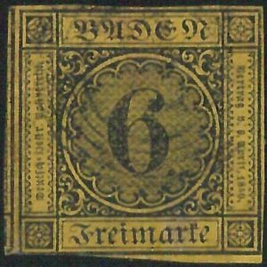 77911b - GERMANY Baden -  STAMP:  Michel  #  7  - Finely USED