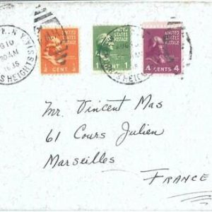 71738 - USA - POSTAL HISTORY - COVER  to FRANCE  with EXCESS FRANKING 1938