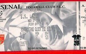 C1165 - Vecchio  BIGLIETTO PARTITA CALCIO - 2000 ARSENAL vs LAZIO Champions