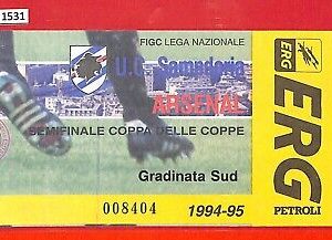 C1531 - Vecchio  BIGLIETTO PARTITA CALCIO - 1994/5   SAMPDORIA vs  ARSENAL