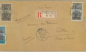 84455 - TOGO Anglo-French occupation  POSTAL HISTORY -  REGISTERED COVER  1919
