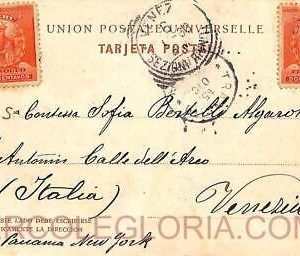 ad6321 -  PERU - Postal History -  POSTCARD to ITALY via PANAMA  1900's
