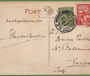 ad0786 - GB - Postal History - EMPIRE EXHIBITION on Postcard to ITALY  1926