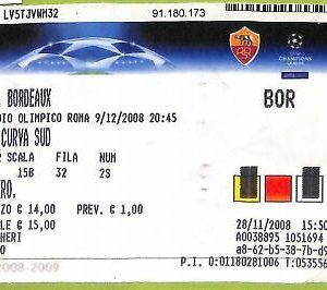 C1468- Vecchio FUSSBALLSPIEL TICKET 2008 ROM VS FCBORDEAUX