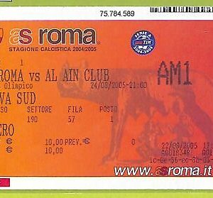 C1444 - Old 2005 ROME FOOTBALL MATCH TICKET VS AIN CLUB