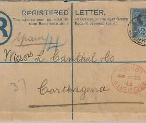 70000 - GB - POSTAL HISTORY - POSTAL STATIONERY Registered Cover to SPAIN 1889