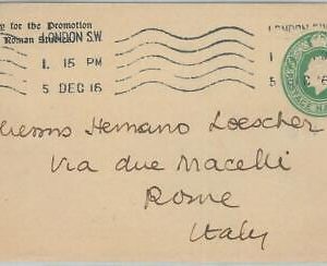 70002 - GB - POSTAL HISTORY - Private  POSTAL STATIONERY Cover to ITALY 1916
