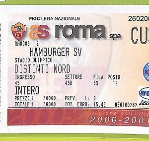 C1399 - Alte FUSSBALLSPIEL-TICKET -2000-2001 ROM VS HAMBURGER SV