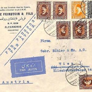aa0157  -  EGYPT - POSTAL HISTORY - AIRMAIL  COVER: Alexandria to AUSTRIA   1934