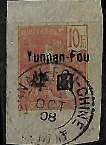 ZA051c - INDOCHINE Yunnansen -  STAMP  - Y & T  # 31  USED on small CUTOUT