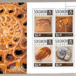 A4876 - ISLAS SALOMÓN - ERROR MISPERF, Miniatura s: 2014, Fósiles, Prehistoria