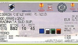 C1484- Old 2010 FOOTBALL MATCH TICKET VSC DEBRECEN VSFC METALIST KHARKIV