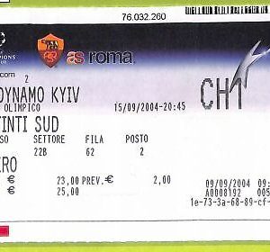 C1433 - Old FOOTBALL MATCH TICKET -2004 ROME VS DYNAMO KIEV