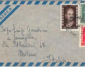56380  -   ARGENTINA -  POSTAL HISTORY:  COVER to ITALY  1953 -- EVITA PERON
