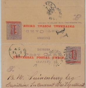 74112 - POSTAL HISTORY - AUSTRALIA Victoria - DOUBLE STATIONERY CARD - HG # 13