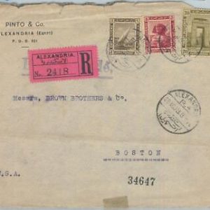 74673  EGYPT - POSTAL HISTORY - REGISTERED COVER to the USA 1919