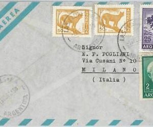 57965  -  ARGENTINA - POSTAL HISTORY: COVER to ITALY 1967 - Puma COUGAR animals