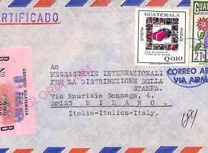 ad6276 - GUATEMALA - POSTAL HISTORY -  Registered AIRMAIL COVER to ITALY  1970's