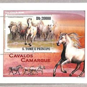 A3244 - SAO TOME & PRINCIPE, ERROR MISSPERF Sonderblock: 2010 Camargue Horses