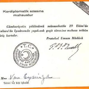 99923 - TURKEY  -  DOCUMENTS / EPHIMERA -  Corps Diplomatique card 1923
