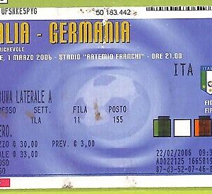 C1728- Vecchio BIGLIETTO PARTITA CALCIO 2006 ITALIA VS GERMANIA